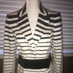 The Limited Black & White Striped Blazer w/ Belt